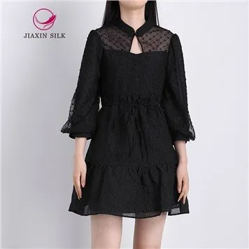 Tissu Filet Joint Robe Noire