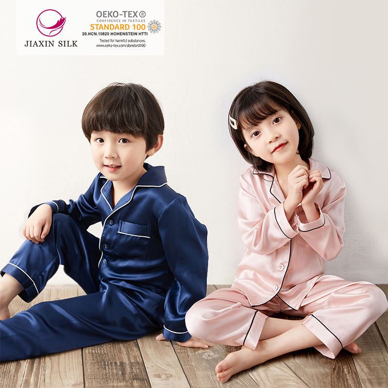 Pyjama en soie bleue rose durable pour les enfants